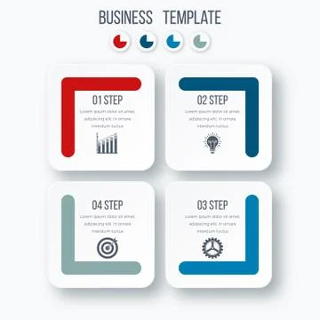 Infographics template four options with square 스톡 일러스트