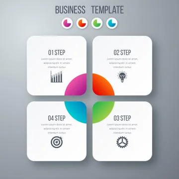 Infographics template four options with square 스톡 일러스트
