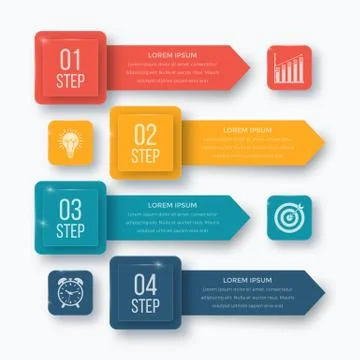 Infographics template four options with square Stock Illustration