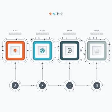 Infographics template four options with square Illustrazione stock
