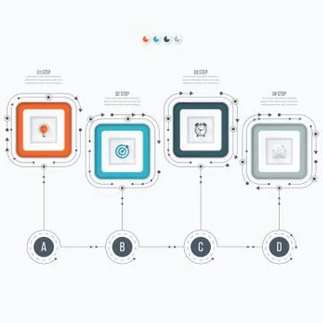 Infographics template four options with square Stock Illustration