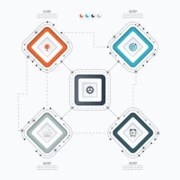 Infographics template four options with square Stock Illustration