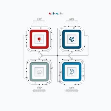 Infographics template four options with square Stock Illustration