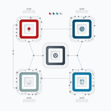 Infographics template four options with square Stock Illustration