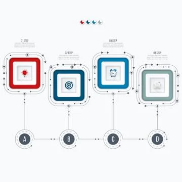Infographics template four options with square Stock Illustration