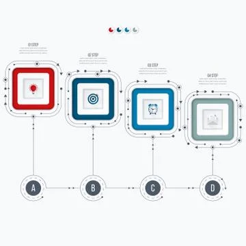 Infographics template four options with square Stock Illustration