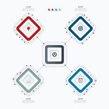 Infographics template four options with square Stock Illustration