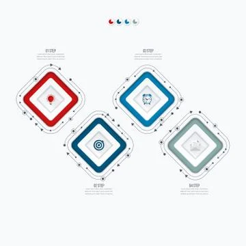 Infographics template four options with square Stock Illustration