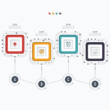 Infographics template four options with square Illustrazione stock