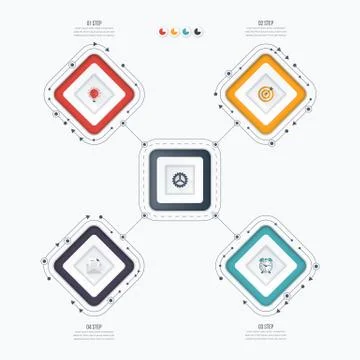 Infographics template four options with square Stock Illustration