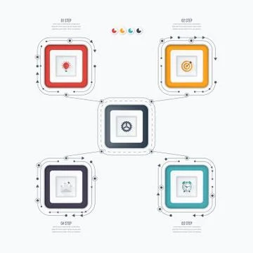 Infographics template four options with square Stock Illustration
