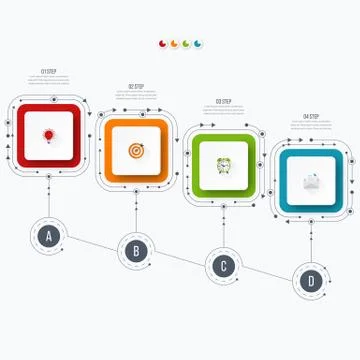 Infographics template four options with square Illustrazione stock