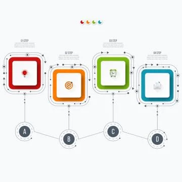 Infographics template four options with square 스톡 일러스트