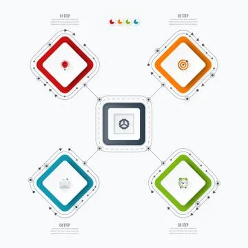Infographics template four options with square Stock Illustration