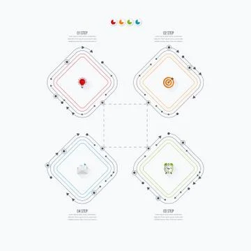 Infographics template four options with square Illustrazione stock