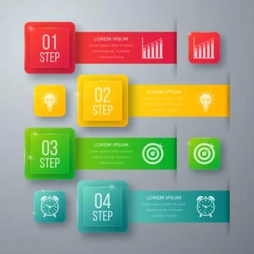 Infographics template four options with square Illustrazione stock