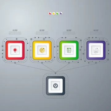 Infographics template four options with square Stock Illustration