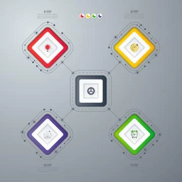 Infographics template four options with square Illustrazione stock