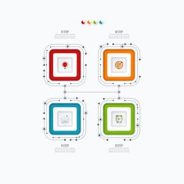 Infographics template four options with square Illustrazione stock