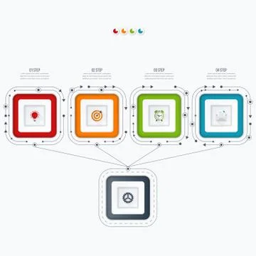 Infographics template four options with square 스톡 일러스트