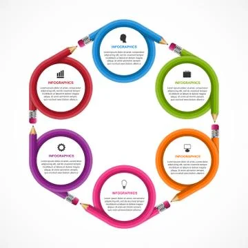 Infographics template with pencil. Can be used for education or business Stock Illustration