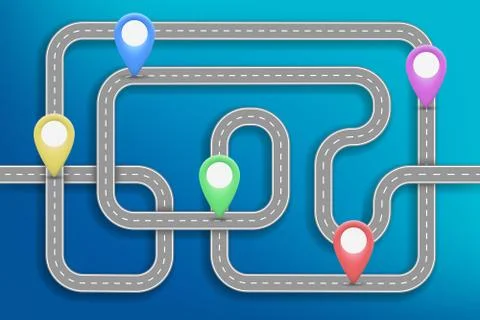 Infographics template with road map and pointers 스톡 일러스트