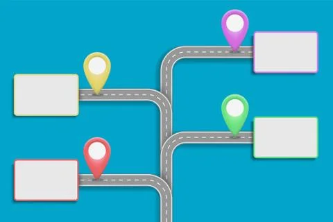 Infographics template with road map and pointers 스톡 일러스트