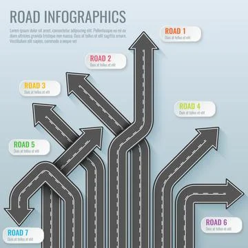 Infographics template with road map. Top view vector elements. Road trip. B.. Stock Illustration