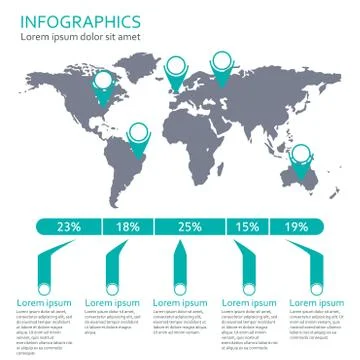 Infographics template with world map. Information and infographic design element Stockillustratie