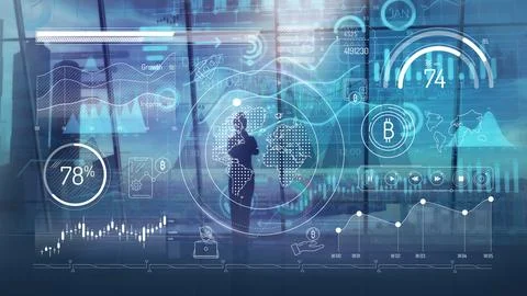 Infographics on the theme of bitcoin on office background. Illustrazione stock