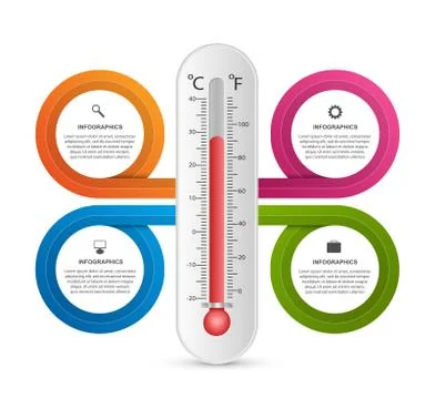 Infographics thermometer design template. Vector illustration. Stock Illustration