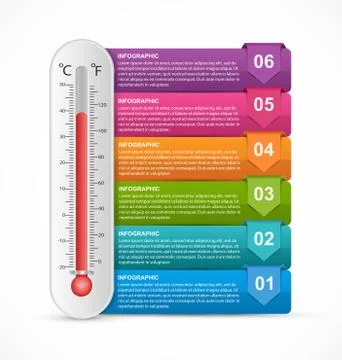 Infographics thermometer design template. Vector illustration. Stock Illustration