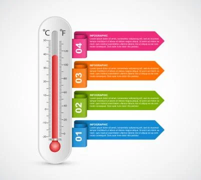 Infographics thermometer design template. Vector illustration. Stock Illustration