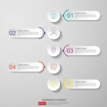 Infographics timeline design template vector with 3D paper label, integrated  Stock Illustration