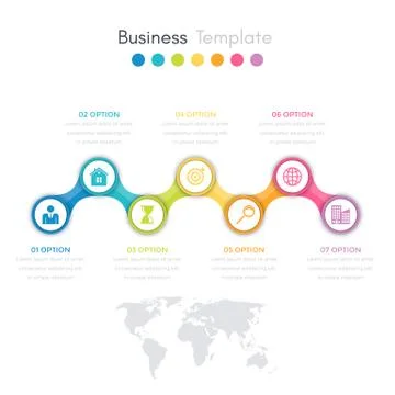 Infographics timeline seven options Stock Illustration