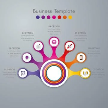 Infographics timeline seven options Stock Illustration