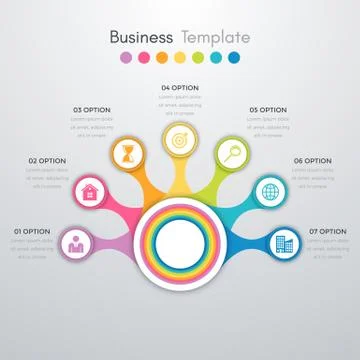 Infographics timeline seven options Stock Illustration