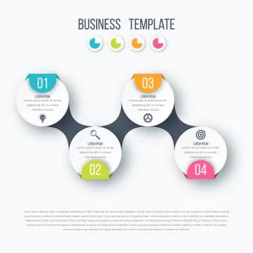 Infographics timeline template with circles Illustrazione stock