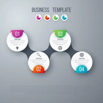 Infographics timeline template with circles Stock Illustration