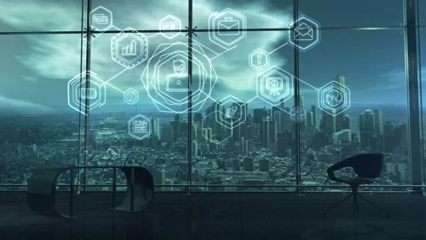 Infographics on the topic of distributing tasks between humans and AI. Vídeo Stock 282102037