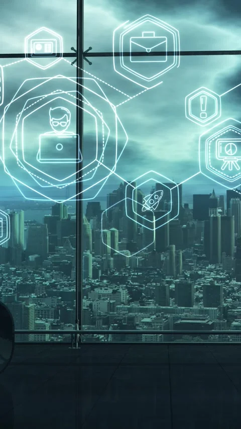 Infographics on the topic of distributing tasks between humans and AI. Vídeo Stock 331746612