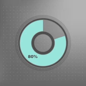 Infographics transparent vector 80% blue and grey pie chart isolated Stock Illustration