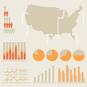 Infographics with us map Stock Illustration