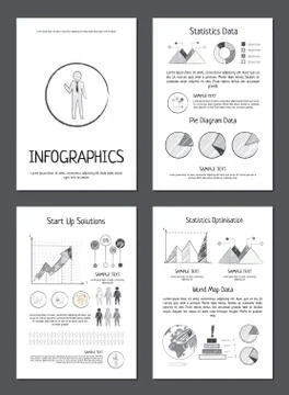 Infographics with Various Data on Paper Sheets Stock Illustration