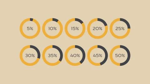 Infographics vector: 5, 10, 15, 20, 25, 30, 35, 40, 45, 50 Иллюстрация