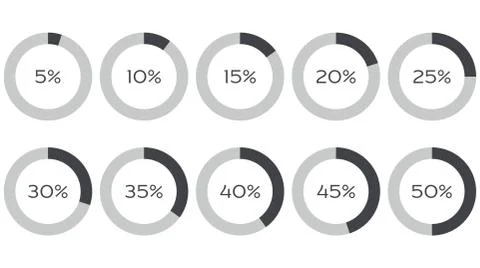 Infographics vector: 5 10 15 20 25 30 35 40 45 50 percent Stock Illustration