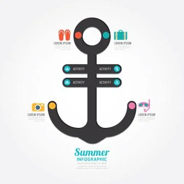 Infographics vector anchor design summer concept diagram line style timeline Stock Illustration
