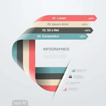 Infographics vector design template. creative trendy ribbon flat style. Stock Illustration