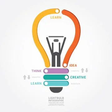 Infographics vector lightbulb design diagram line style template. Stock Illustration