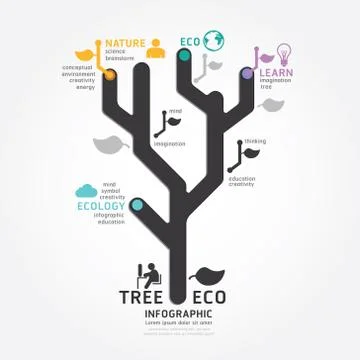 Infographics vector tree design diagram line style template Stock Illustration